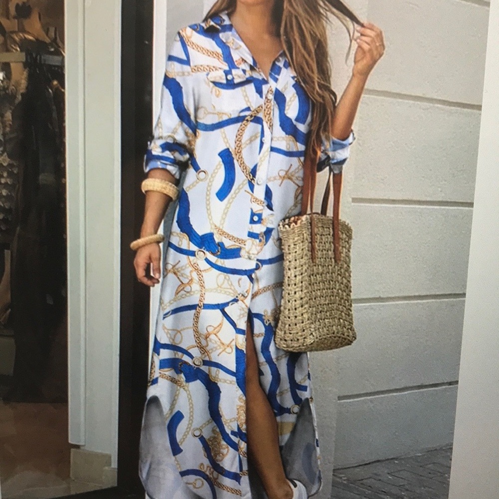 Polyester A-Line Shirt Dress & Breathable